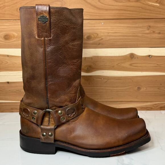 Harley-Davidson Leather Boots Rory 11-Inch Brown Skull D93146 Men's Size 10.5 - Picture 5 of 16